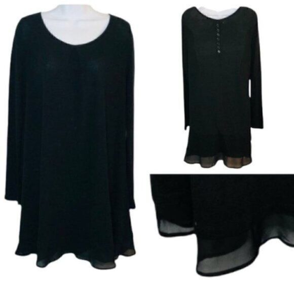 Ya Los Angeles Sweater Swing Button Dress Black M - Picture 1 of 11